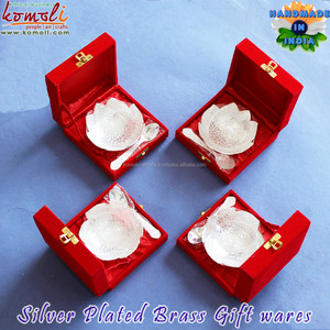 ของขวัญชุบเงินรูปดอกบัวที่ให้บริการชามของขวัญแต่งงาน Diwali จากอินเดียของขวัญแต่งงานสำหรับแขก - Product Image 2