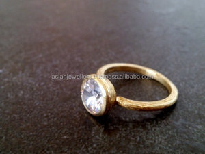 Bague Quartz Clair Bague délicate en or vermeil - Product Image 2