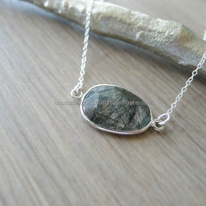 สร้อยคอเครื่องประดับทันสมัยทำจากเงินแท้ของ925จี้พลอยควอตซ์แบบเหลี่ยมเพชรพลอยจี้สวยงามสำหรับงานปาร์ตี้ - Product Image 2