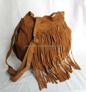 กระเป๋าสะพายไหล่หนังแท้ขอบโบโฮสำหรับผู้หญิงทำด้วยมือ - Product Image 6