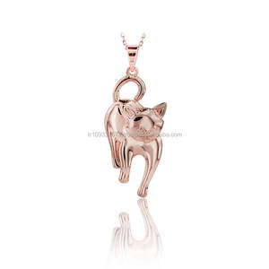 14K <b>Solid</b> <b>Gold</b> Cat <b>Pendant</b> Necklace Animal Necklace Fine Jewellery for Women Made in Turkey - Product Image 3