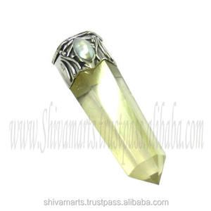 Solid 925 Sterling Silver Rhodium Plated Freshwater Pearl Multi Gemstone <b>Pencil</b> Pendant Indian Handmade Fine Jewelry Gift - Product Image 2