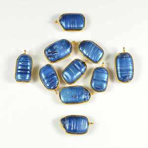 Chapado en oro 10X23 MM azul Biwa perla piedra preciosa fabricación de joyas conector suministros MM conector encanto - Product Image 2