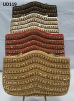 UD119 Robe de Soirée Indienne Vivace Demi-Lune SAFFIANO Faite à la Main en Tissu Ethnique Traditionnel Brodé, Exclusivité Designer de Mode 2L