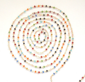 Hecho a mano hermoso chapado en oro 3-4mm Multi-Stranded Rosario cadena con cuentas facetadas Rondelle piedra elegante diseño Multi- Stone - Product Image 2