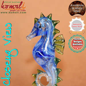 Decoración de escritorio artesanal de caballito de mar de cristal flameado de Color personalizado, figurita y escultura para exhibición de hogar u oficina - Product Image 5