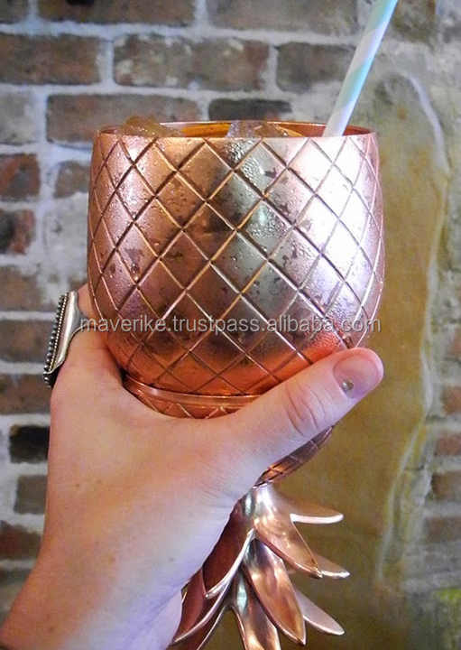 Pineapple Shaped Copper Plated Stainless Steel Cocktail Bar Tumbler Standing Mug Cup for Coffee Party Ware Drinkware