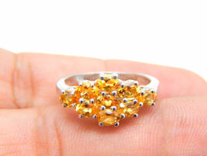 Bague de fiançailles et de mariage classique en argent sterling avec pierre précieuse citrine quartz jaune 1,32 ct pour femme - Product Image 6