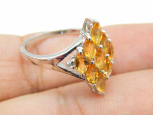Bague de fiançailles et de mariage classique en argent sterling avec pierre précieuse citrine quartz jaune 1,32 ct pour femme - Product Image 4