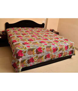 Nouveau couvre-lit floral tropical Kantha imprimé fruits indiens Tropicana Kantha couette - Product Image 4