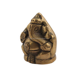 Ganesha-estatua de bronce dorado de latón fundido hecha a mano, estatua de Deidad India - Product Image 2