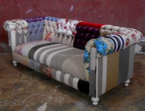 Muebles de madera para sala de estar, sofá Chesterfield de retales - Product Image 4