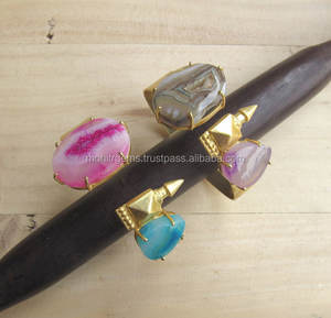 Brazalete de Ágata con Bala de Oro y Druzy, Ajustable, Sin Níquel, para Mujer, Venta al Por Mayor Personalizada - Product Image 2