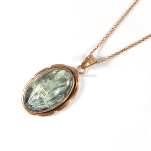 ชุดฝาจี้พลอย seraphinite ชุบโรสโกลด์สำหรับสร้อยคอและสร้อยข้อมือแฟชั่น IG2846 - Product Image 4