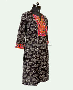 Ropa Formal e informal de algodón para mujer, bordado negro estampado, ropa de oficina y uso diario - Product Image 3