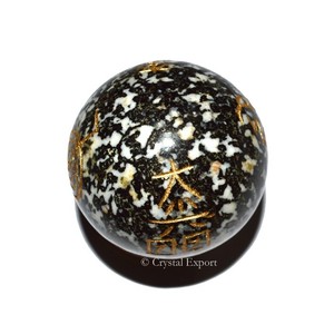 ลูกบอลหินอาเกตลายจุดขาวดำแกะสลักสำหรับเป็นของที่ระลึกแบบอุซุยเรกิ - Product Image 1