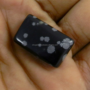 Meilleure pierre naturelle obsidienne flocon de neige 16x26mm, cabochon rectangulaire coussin, 5,70 g, pierre précieuse pour bijoux - Product Image 3