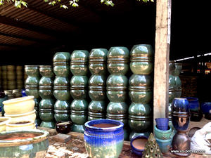 Pots extérieurs en céramique émaillée ronde bleue pour la maison et le jardin pour fleurs et jardinières - Product Image 4