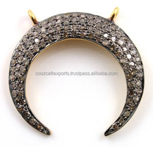 Colgante de Diamante, Dije de Media Luna, Conector de Acero Inoxidable, Accesorios de Joyería - Product Image 1