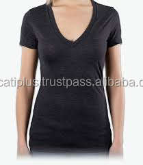 custom oem cotton spandex <b>ladies</b> deep <b>v</b> <b>neck</b> <b>t</b> <b>shirts</b> - Product Image 2