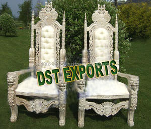 Ensemble de chaises de mariage musulmanes à sculptures lourdes, dernier modèle de chaise de mandap de mariage, ensemble de chaises de mariée, chaise en bois pour mariage en Australie - Product Image 2