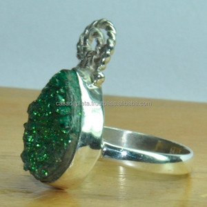 Véritable pierre précieuse Druzy Bague de mode en argent sterling 925 massif Bagues de style vintage Fabrication de bijoux Grossiste Casa De Plata - Product Image 1