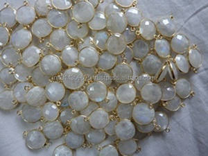 Connecteurs en pierre de lune arc-en-ciel, style vintage, argent sterling, vente en gros, pierres plaquées or avec motif numérique, fête, unisexe - Product Image 4