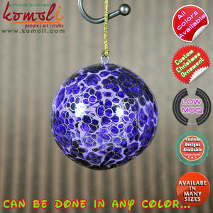 Adornos de bola de Navidad pintados a mano, decoración floral azul - Product Image 2