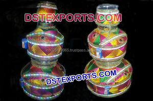 Décorations portables en satin pour scène sur le thème de la nuit, style Mehandi Punjabi, pour mariages indiens, vente en gros, fabricant et fournisseur - Product Image 6