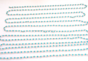 Belle Topaze Bleue Perles De Pierres Précieuses Fil Plaqué Or Enroulé Naturel Multi Gemstone Perlé Chapelet Pièce Charme Chaîne Pierre À Facettes - Product Image 5