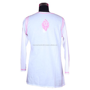 DR152 Tunique de broderie de poulet/Kurti Tunique de broderie de coton Kurta Tunique de chemise en coton Chikankari Les femmes portent la broderie décontractée - Product Image 2