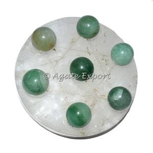 Vente en gros Guérison 7 boules d'aventurine verte sur base en cristal étoile de David - Product Image 1
