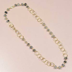 Collier de pierres précieuses rutile noires naturelles, collier de pierres précieuses noires plaqué or 18 carats de forme fantaisie bijoux pour fournitures de gros - Product Image 1