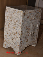 Table d'appoint/Table de chevet/Table de chevet en nacre incrustée, fabrication artisanale, luxe classique, pour la chambre à coucher, usage domestique