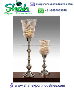 Porte-bougie en métal en aluminium scintillant Glam Crystal Hurricanes pour mariage Table d'événement Centre de décoration - Product Image 2