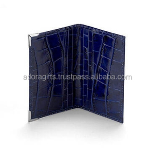 Porte-cartes de couleur bleue avec coin latéral plaqué métal - Product Image 1