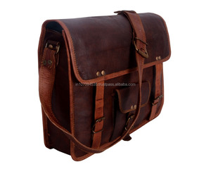 Bolsos de mensajero de cuero genuino hechos a mano con bolsillo cuadrado elegante frontal para uso tabletas, funda para portátil, libros, mochilas universitarias y escolares - Product Image 3