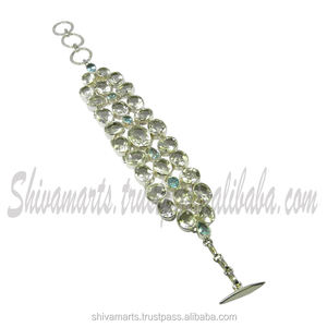 เครื่องประดับเงินแฟชั่นขายดีสินค้าใหม่สร้อยข้อมือพลอยบุษราคัมสีฟ้าแท้ดีไซน์หรูหราราคาแพง - Product Image 2