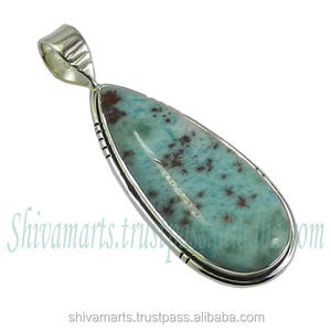 Nouveau classique bleu ciel Larimar pendentif en pierres précieuses indien fait à la main en argent bijoux fins pendentifs et breloques - Product Image 2