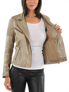 Chaqueta de Cuero Acolchada Entallada Moderna y Elegante para Mujer, Prenda Exterior de Color Metálico de Moda para Otoño, Estilo Casual - Product Image 3