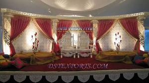 Escenario de boda indio de fibra de cristal, decoración de escenario de fibra dorada - Product Image 2