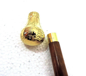 Canne de marche pliable réglable en laiton et bois vintage antique, polie, marron, 36 pouces, canne marine - Idée cadeau originale - Product Image 1