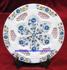 Assiette magnifique en marbre incrusté, faite à la main - Product Image 1