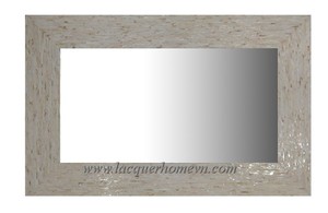 HT3138 Antique Round Wood Decorative <b>Mirror</b> Frame with Mother of Pearl <b>Shell</b> Inlay Ha Thai Lacquer Factory Product - Product Image 3