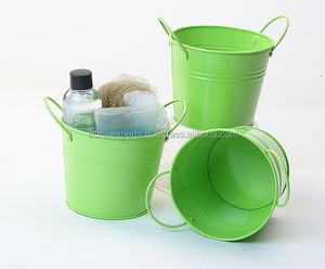 Ensemble de 3 seaux en métal vert avec poignées Rangement polyvalent pour la maison, le jardin ou le bureau Organisation - Product Image 1