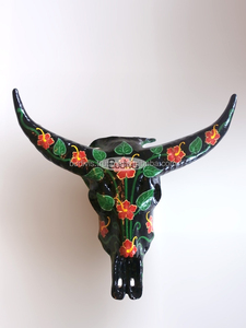 Decoración de Pared de Calavera de Búfalo de Resina Artesanal de Bali, Modelo de Animal y Flor Pintado a Mano, Estilo Elegante, Precio Bajo - Product Image 5