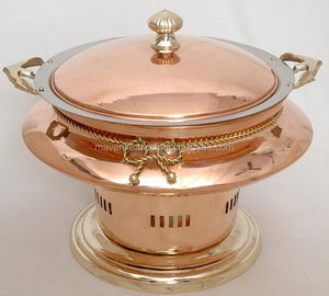 Plat de service en or rose de style royal gravé pour les buffets d'hôtels indiens, équipement alimentaire, production unique, plat de service - Product Image 1