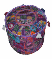 Pouf indien fait à la main décor à la maison broderie travail pouf coton pouf couverture Patchwork salon pouf couverture concepteur couvre