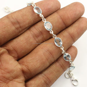 Pulsera de Plata de Ley 925 con Gemas de Topacio Azul Real, Increíble, al por Mayor - Product Image 2