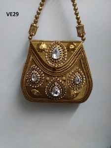 VE25A Bolso de Noche de Metal Vintage Hecho a Mano Diseñador Nupcial Boda Fiesta Embrague Monedero con Piedras de Cristal Compras Indias en Línea - Product Image 5